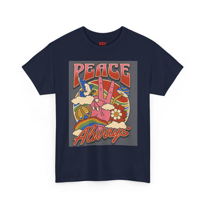Peace Always T-Shirt – Retro 70s Hippie Peace Sign Graphic Tee