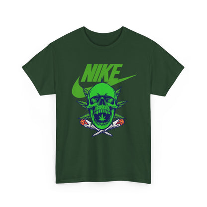 Skull Swoosh Tee — Neon Green Nike-Inspired Graphic Shirt
