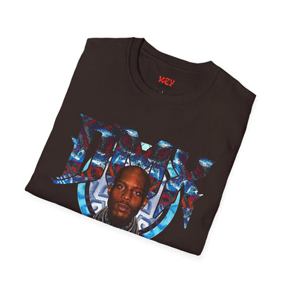 DMX Graphic Tee — Bold Portrait & Tribal Shield Design