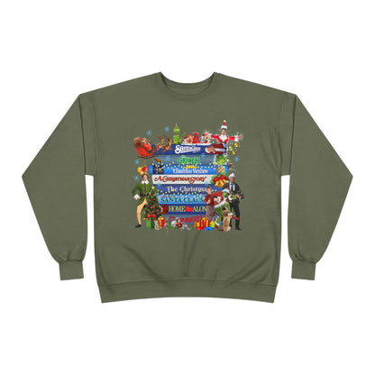 Christmas Movie Stack Crewneck Sweatshirt — Holiday Classics Sign Design