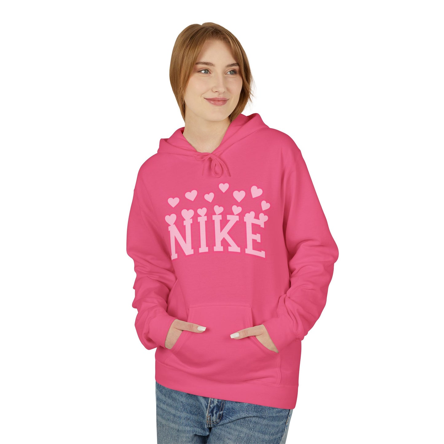 Pink Heart 'Nike' Hoodie — Cute Retro Logo Pullover