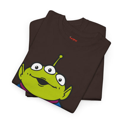 Pizza Planet Alien Graphic Tee — Retro Cartoon Pizza Logo T-Shirt