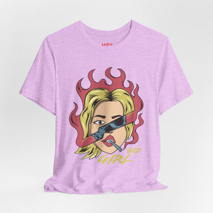 Bad Girl Pop Art Tee — Retro Flaming Blonde Graphic T-Shirt