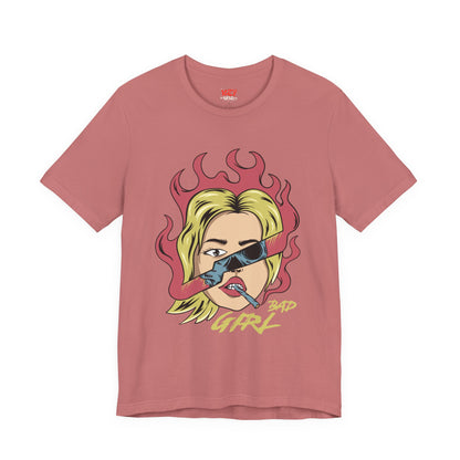 Bad Girl Pop Art Tee — Retro Flaming Blonde Graphic T-Shirt