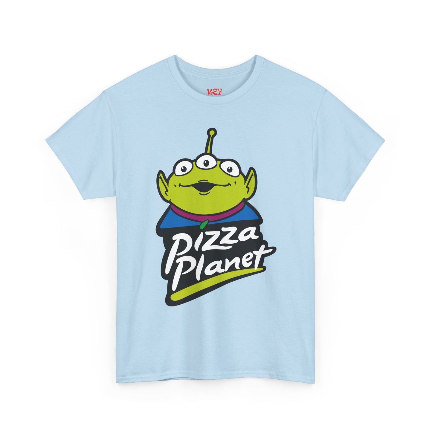 Pizza Planet Alien Graphic Tee — Retro Cartoon Pizza Logo T-Shirt