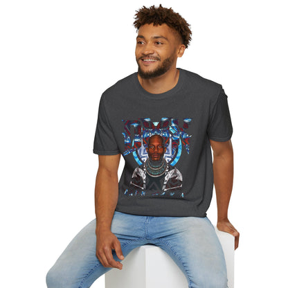 DMX Graphic Tee — Bold Portrait & Tribal Shield Design