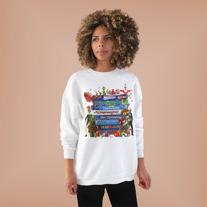 Christmas Movie Stack Crewneck Sweatshirt — Holiday Classics Sign Design