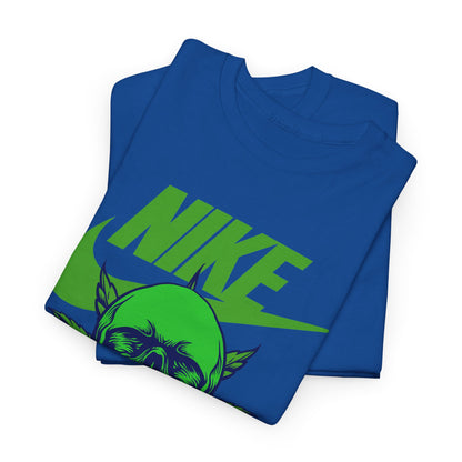 Skull Swoosh Tee — Neon Green Nike-Inspired Graphic Shirt