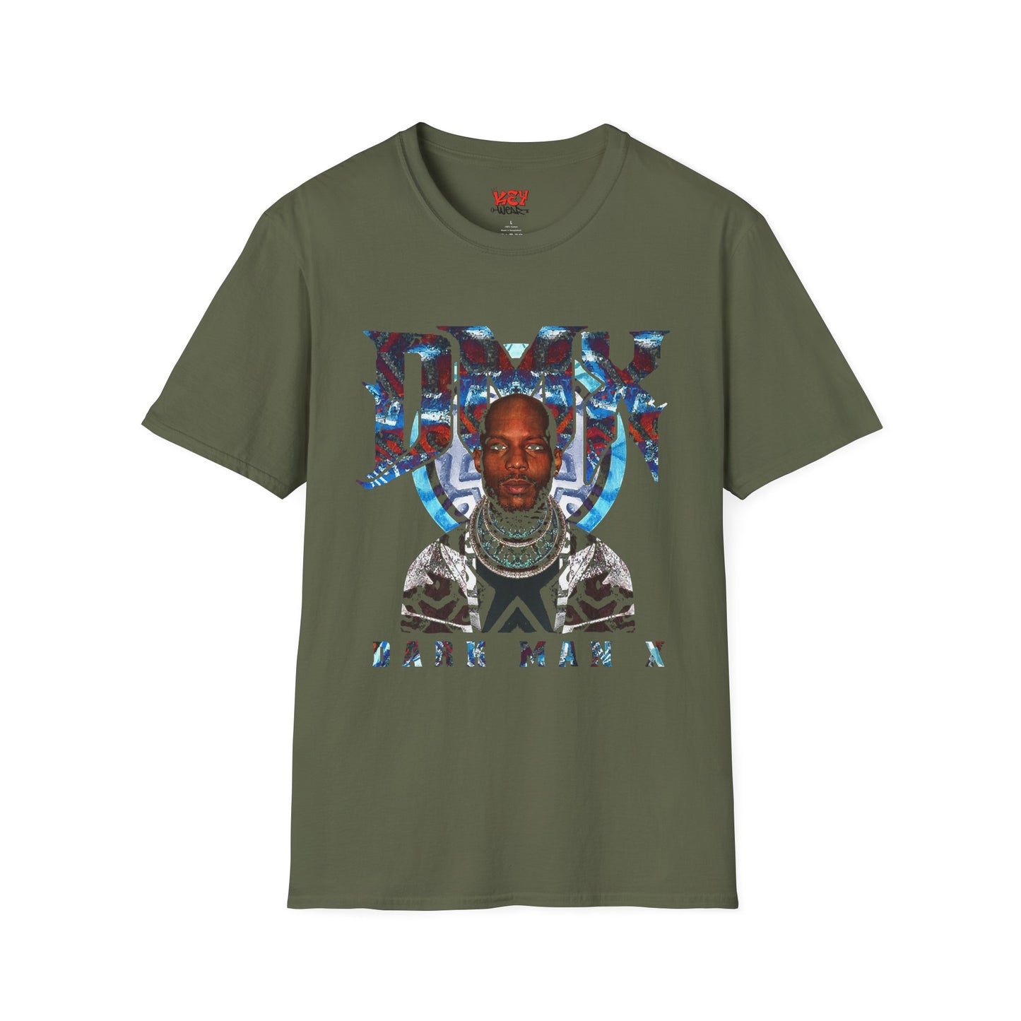 DMX Graphic Tee — Bold Portrait & Tribal Shield Design