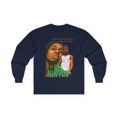 Wayne Long Sleeve Tee — Retro Photo Graphic with Quote