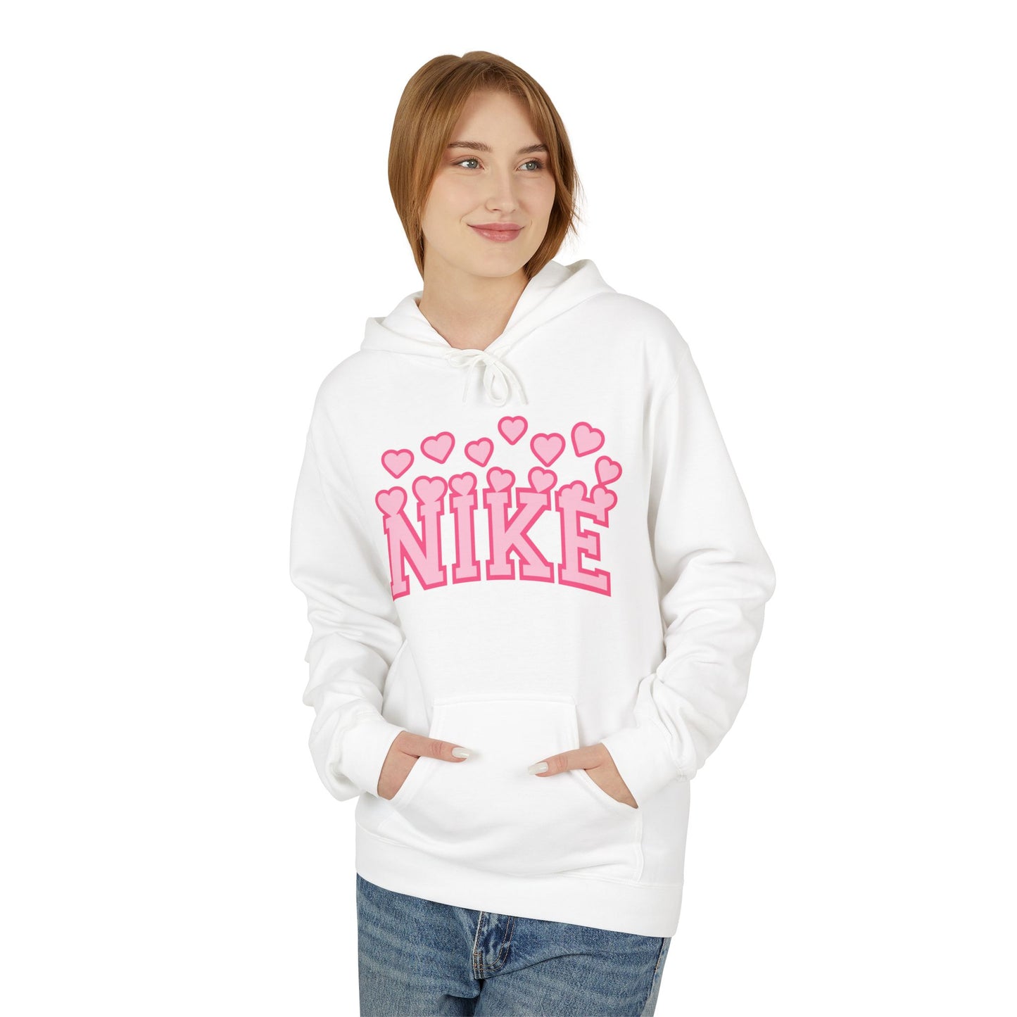 Pink Heart 'Nike' Hoodie — Cute Retro Logo Pullover