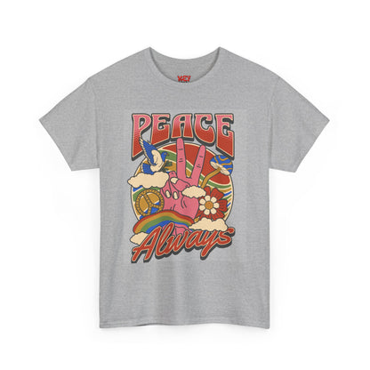 Peace Always T-Shirt – Retro 70s Hippie Peace Sign Graphic Tee