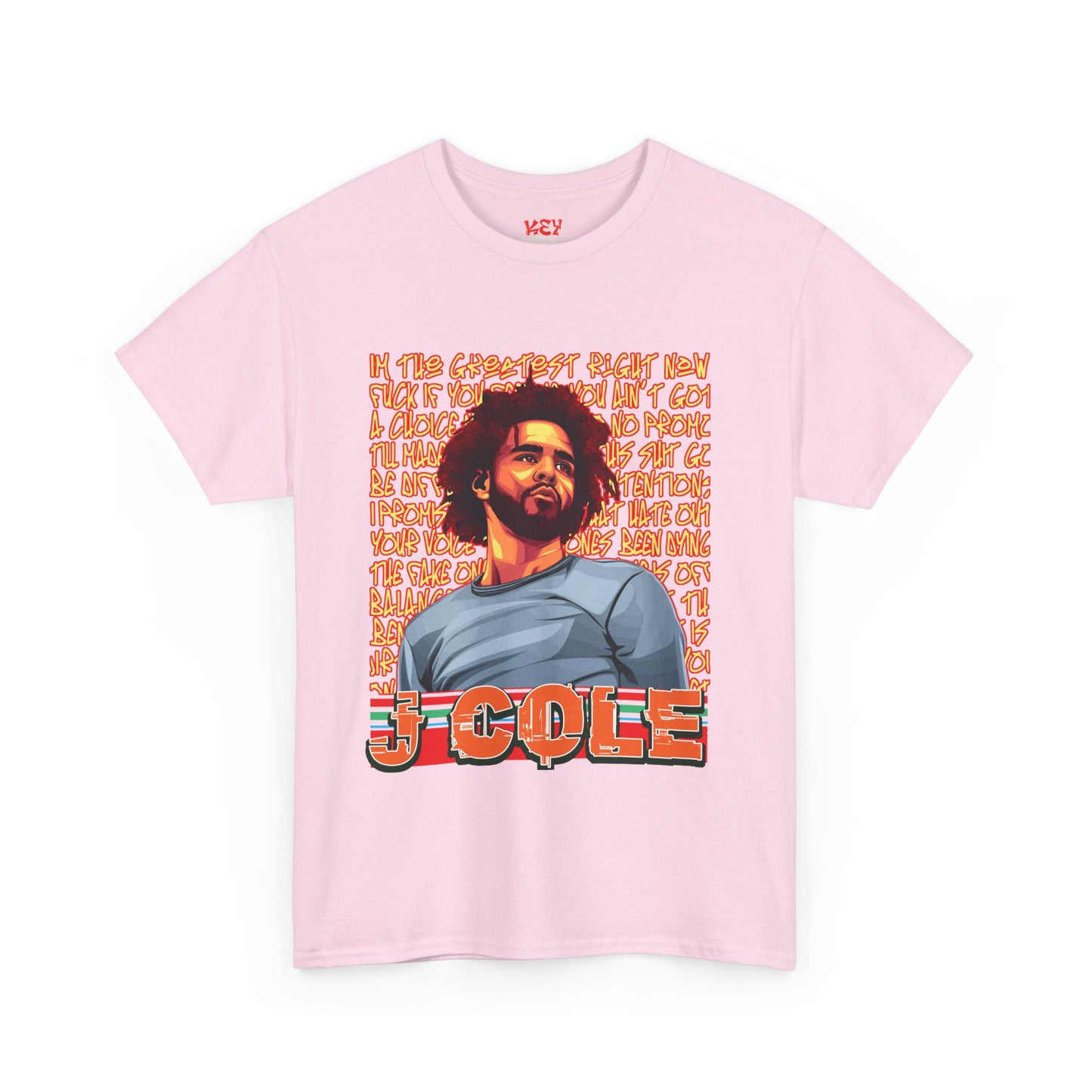 J Cole Graphic Tee — Retro Portrait with 'J-Cole' Text