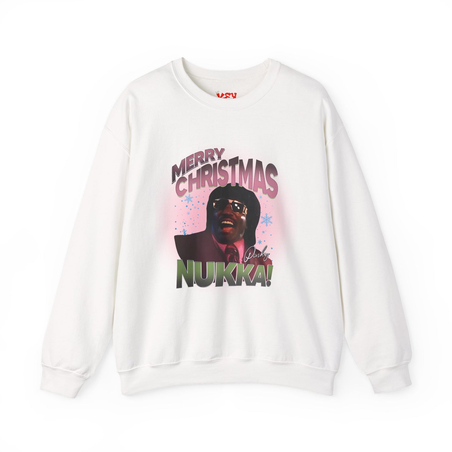 Pinky Christmas Crewneck Sweatshirt — "Merry Christmas Nukka!" Retro Holiday Graphic