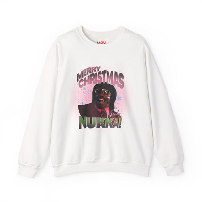 Pinky Christmas Crewneck Sweatshirt — "Merry Christmas Nukka!" Retro Holiday Graphic