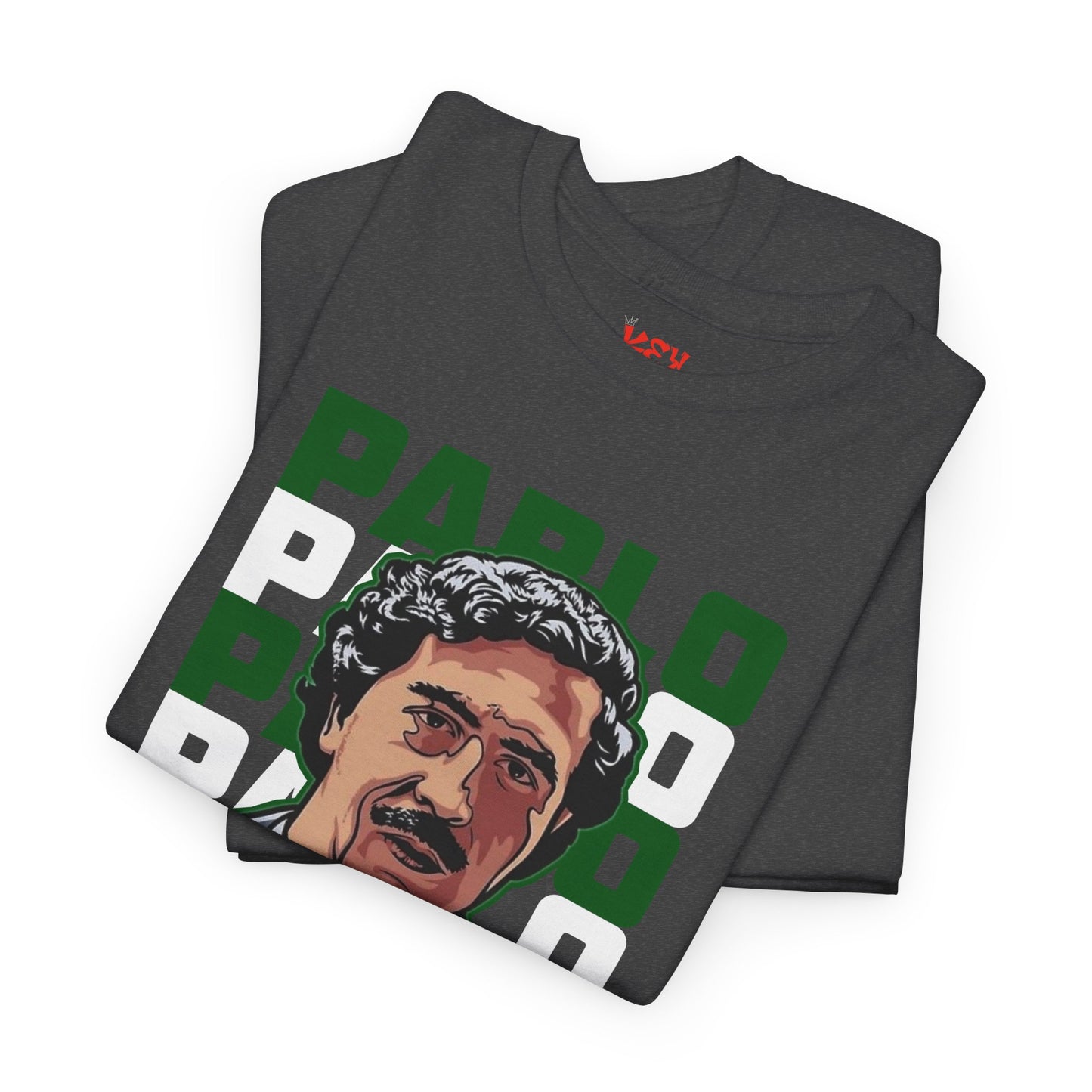 Pablo Portrait Tee — Retro Green Block Text Graphic T-Shirt