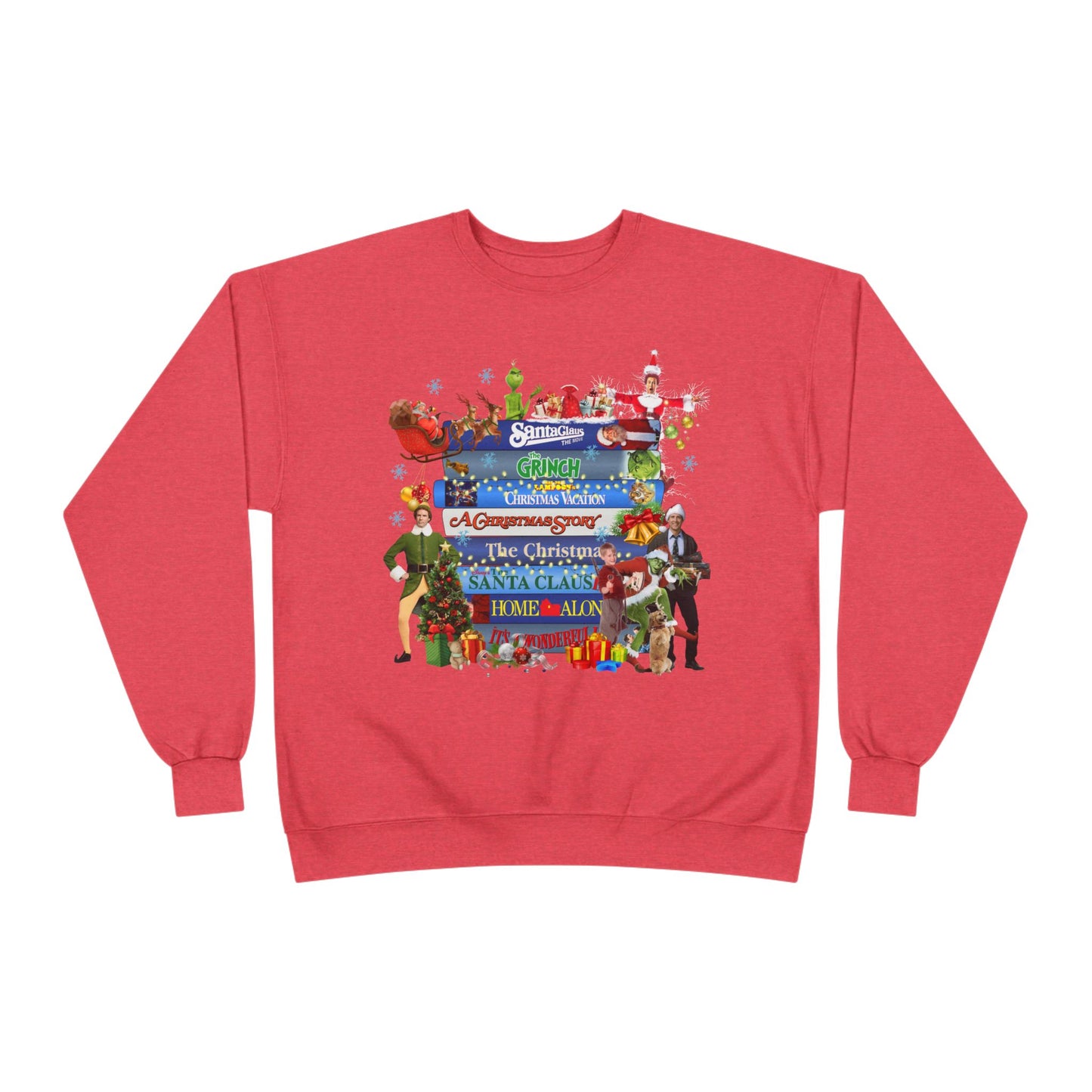 Christmas Movie Stack Crewneck Sweatshirt — Holiday Classics Sign Design
