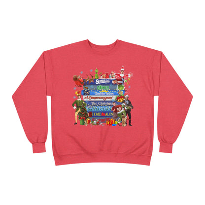 Christmas Movie Stack Crewneck Sweatshirt — Holiday Classics Sign Design