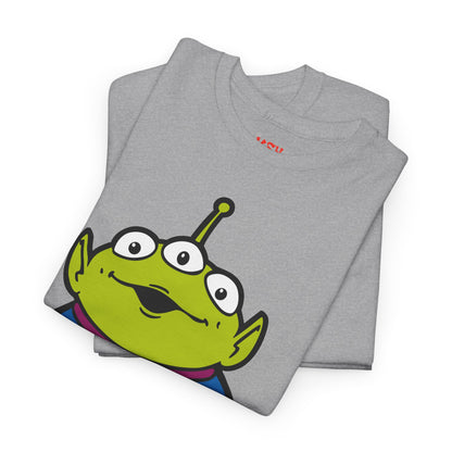 Pizza Planet Alien Graphic Tee — Retro Cartoon Pizza Logo T-Shirt