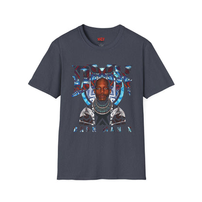 DMX Graphic Tee — Bold Portrait & Tribal Shield Design