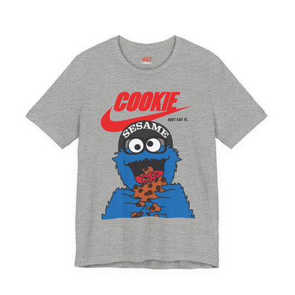 Cookie Monster Graphic Tee — "Cookie" Logo & Bite-Ready Sesame Design