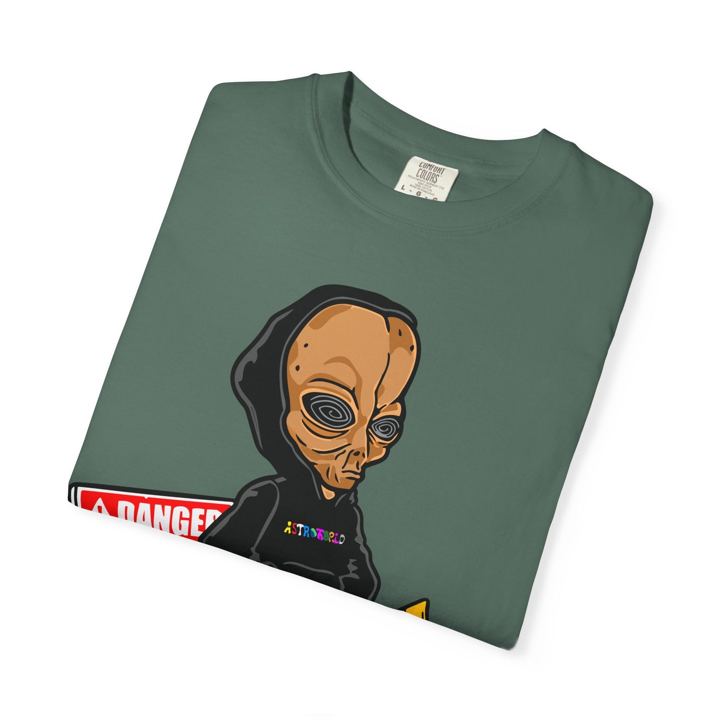 Alien Hooded T-Shirt — "No Trespassing" Desert Graphic