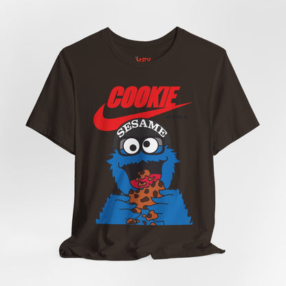 Cookie Monster Graphic Tee — "Cookie" Logo & Bite-Ready Sesame Design