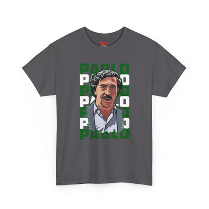 Pablo Portrait Tee — Retro Green Block Text Graphic T-Shirt