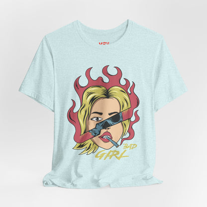 Bad Girl Pop Art Tee — Retro Flaming Blonde Graphic T-Shirt