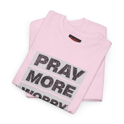 Pray More Worry Less T-Shirt — Inspirational Christian Tee with Bible Graphic