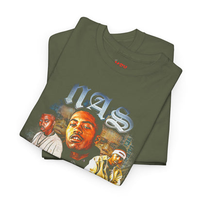 Nas Graphic Tee  Vintage Hip Hop Portrait Collage