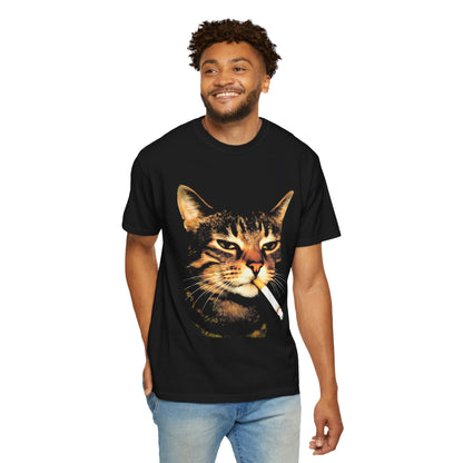 Smoking Cat T-Shirt — Retro Grunge Cat Portrait Tee