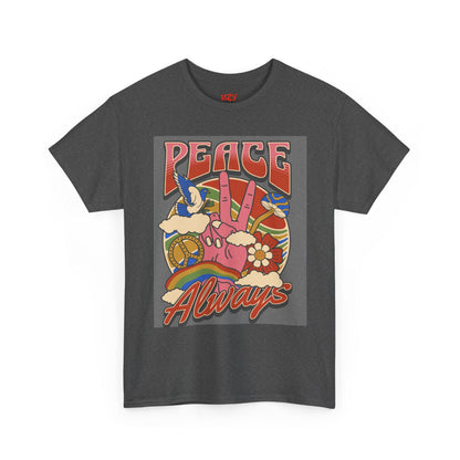 Peace Always T-Shirt – Retro 70s Hippie Peace Sign Graphic Tee