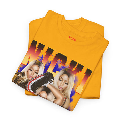 Nicki Graphic Tee — Retro Gradient Name and Portrait Collage