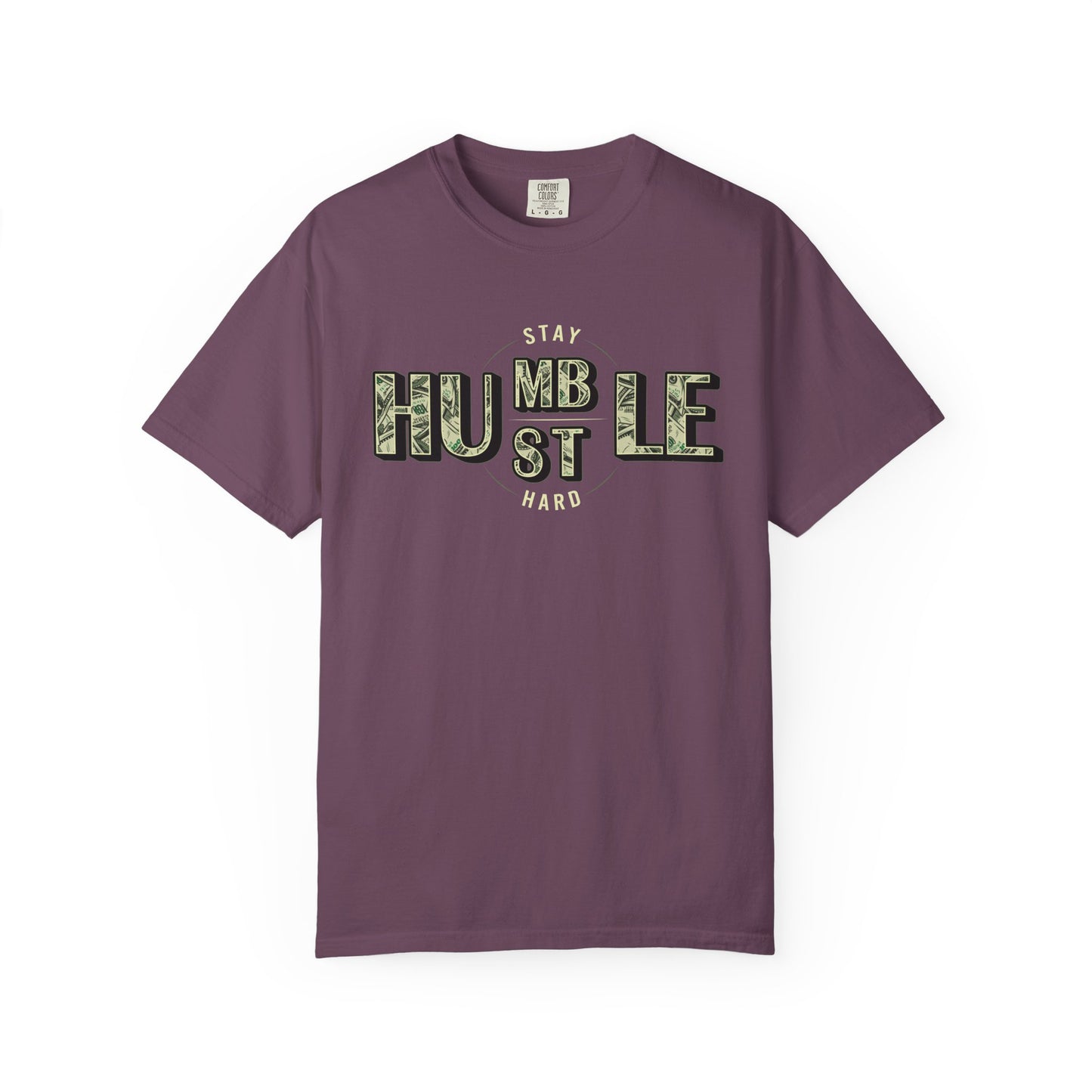 Stay Humble Hustle T-Shirt — Camo Lettering Motivational Tee