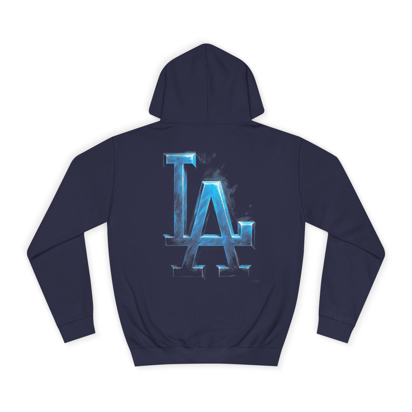 LA Logo Hoodie — Blue Metallic College-Style Pullover