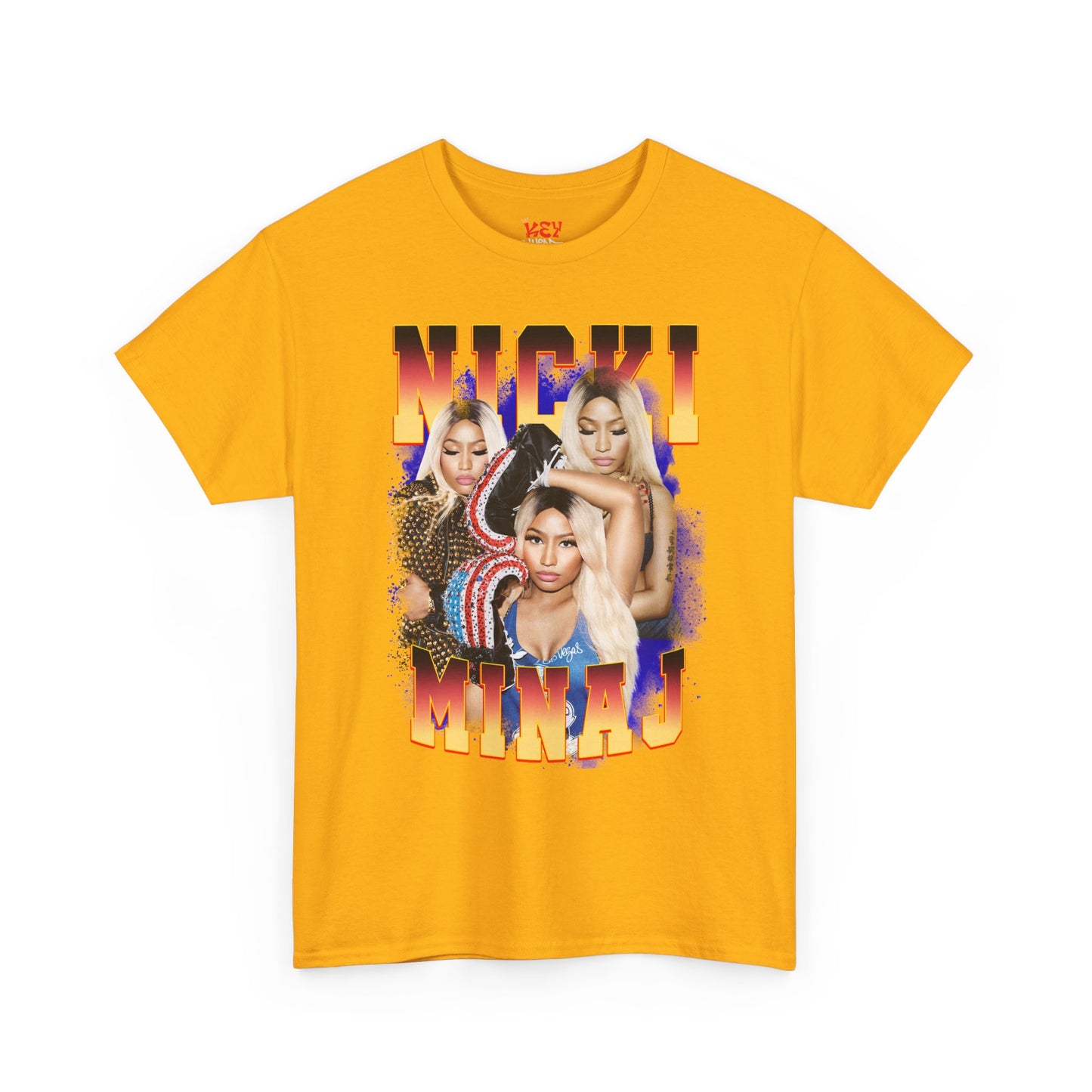 Nicki Graphic Tee — Retro Gradient Name and Portrait Collage