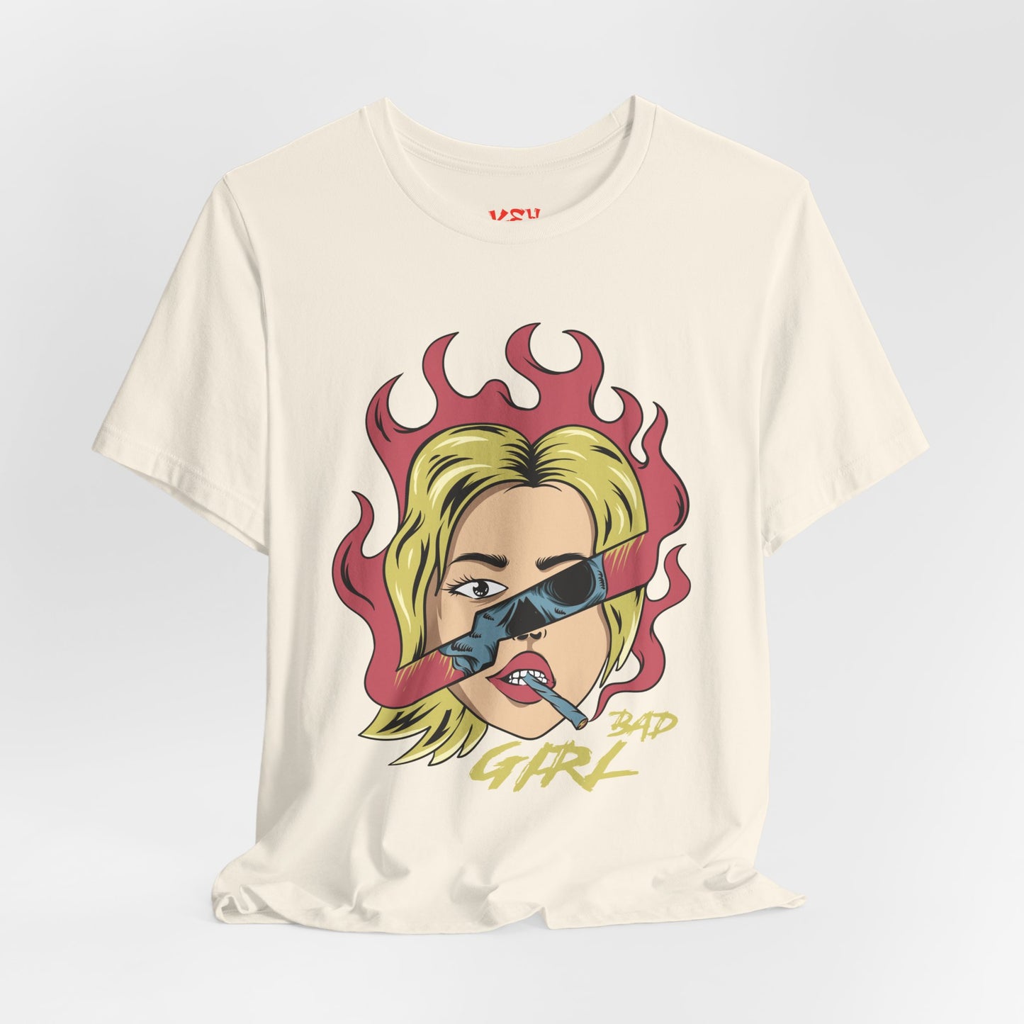 Bad Girl Pop Art Tee — Retro Flaming Blonde Graphic T-Shirt