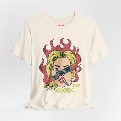 Bad Girl Pop Art Tee — Retro Flaming Blonde Graphic T-Shirt