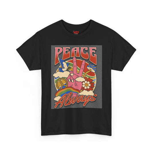 Peace Always T-Shirt – Retro 70s Hippie Peace Sign Graphic Tee