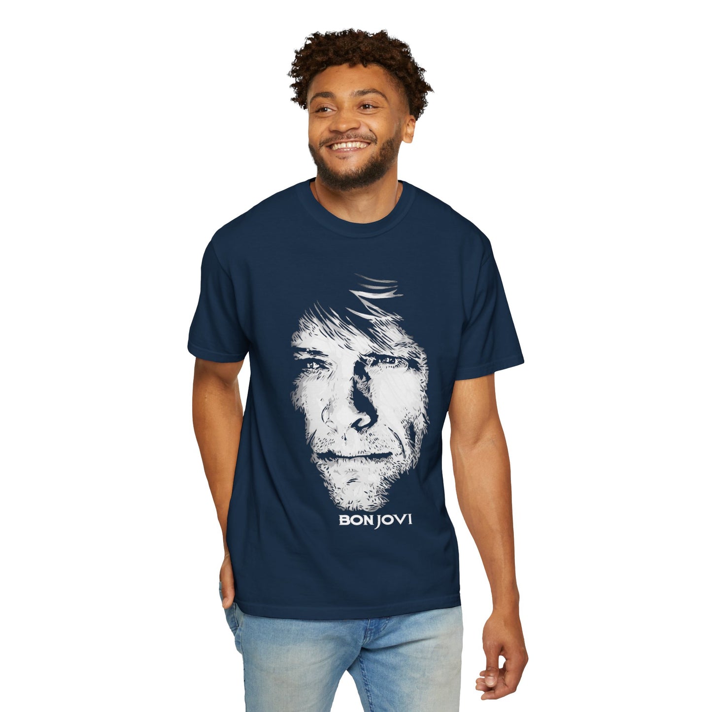 Vintage Rock Portrait T-Shirt — Bon Jovi Graphic Tee