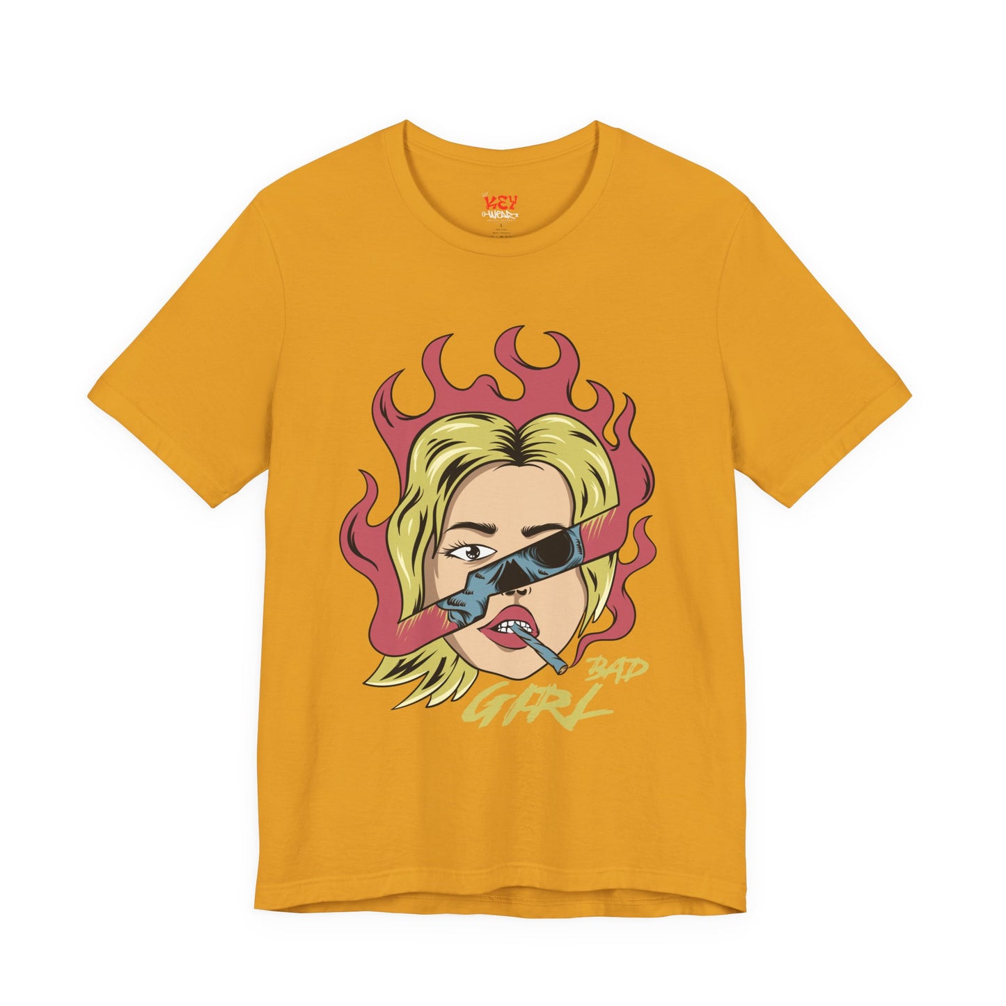 Bad Girl Pop Art Tee — Retro Flaming Blonde Graphic T-Shirt