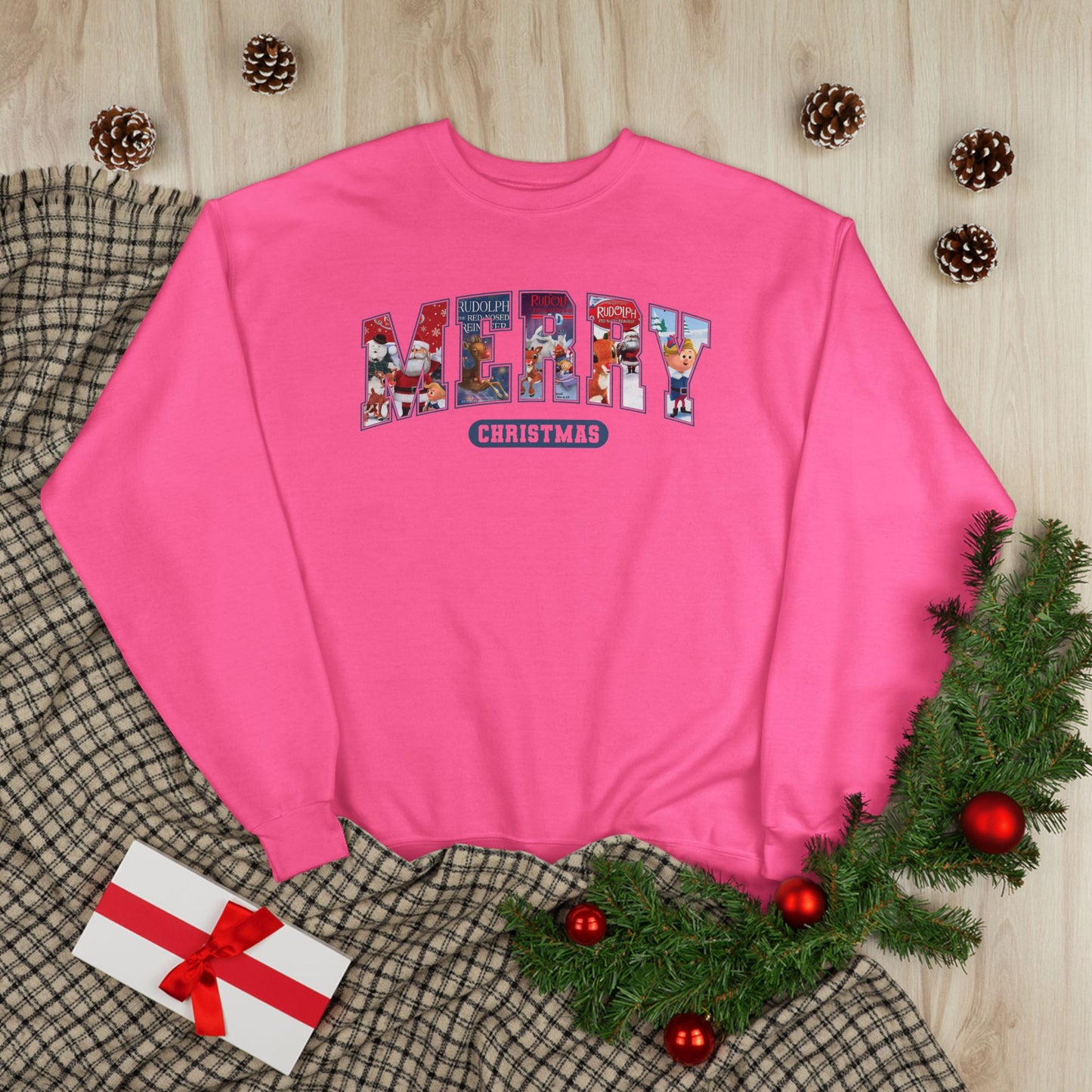 Merry Christmas Crewneck Sweatshirt — Festive Holiday Graphic Pullover