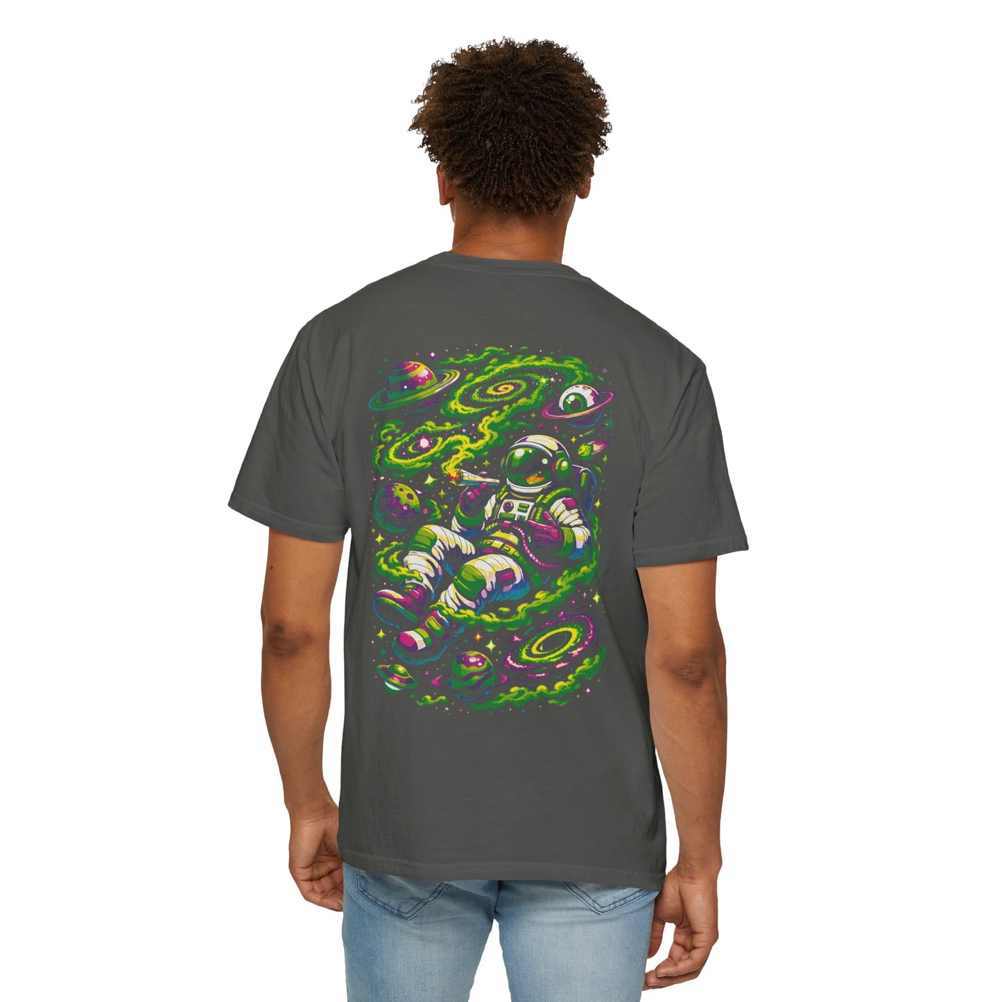 Astronaut Space Vibes T-Shirt — Neon Cosmic Graphic Tee