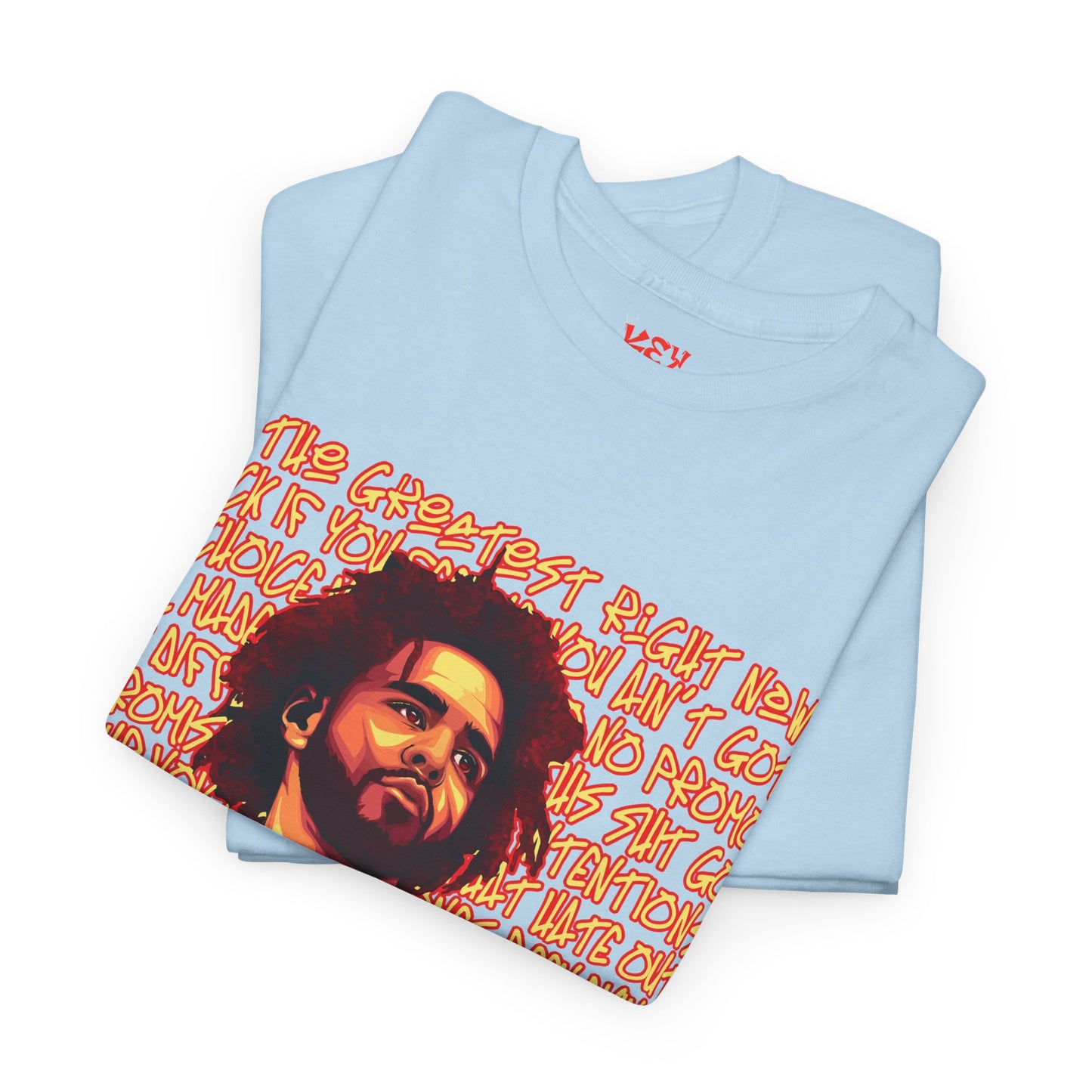 J Cole Graphic Tee — Retro Portrait with 'J-Cole' Text