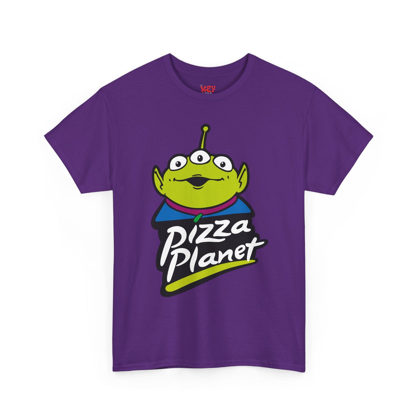 Pizza Planet Alien Graphic Tee — Retro Cartoon Pizza Logo T-Shirt