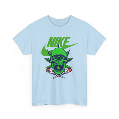 Skull Swoosh Tee — Neon Green Nike-Inspired Graphic Shirt