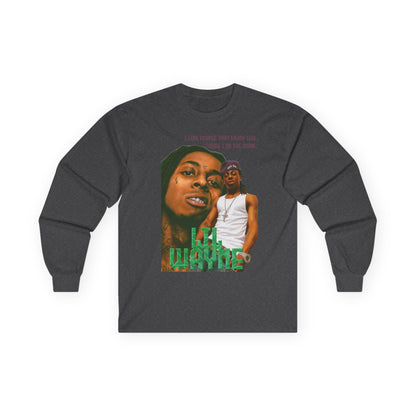 Wayne Long Sleeve Tee — Retro Photo Graphic with Quote