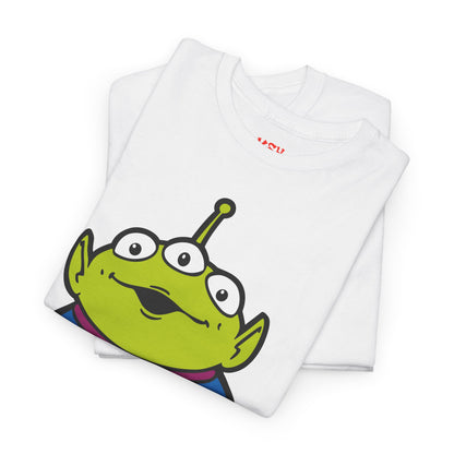 Pizza Planet Alien Graphic Tee — Retro Cartoon Pizza Logo T-Shirt
