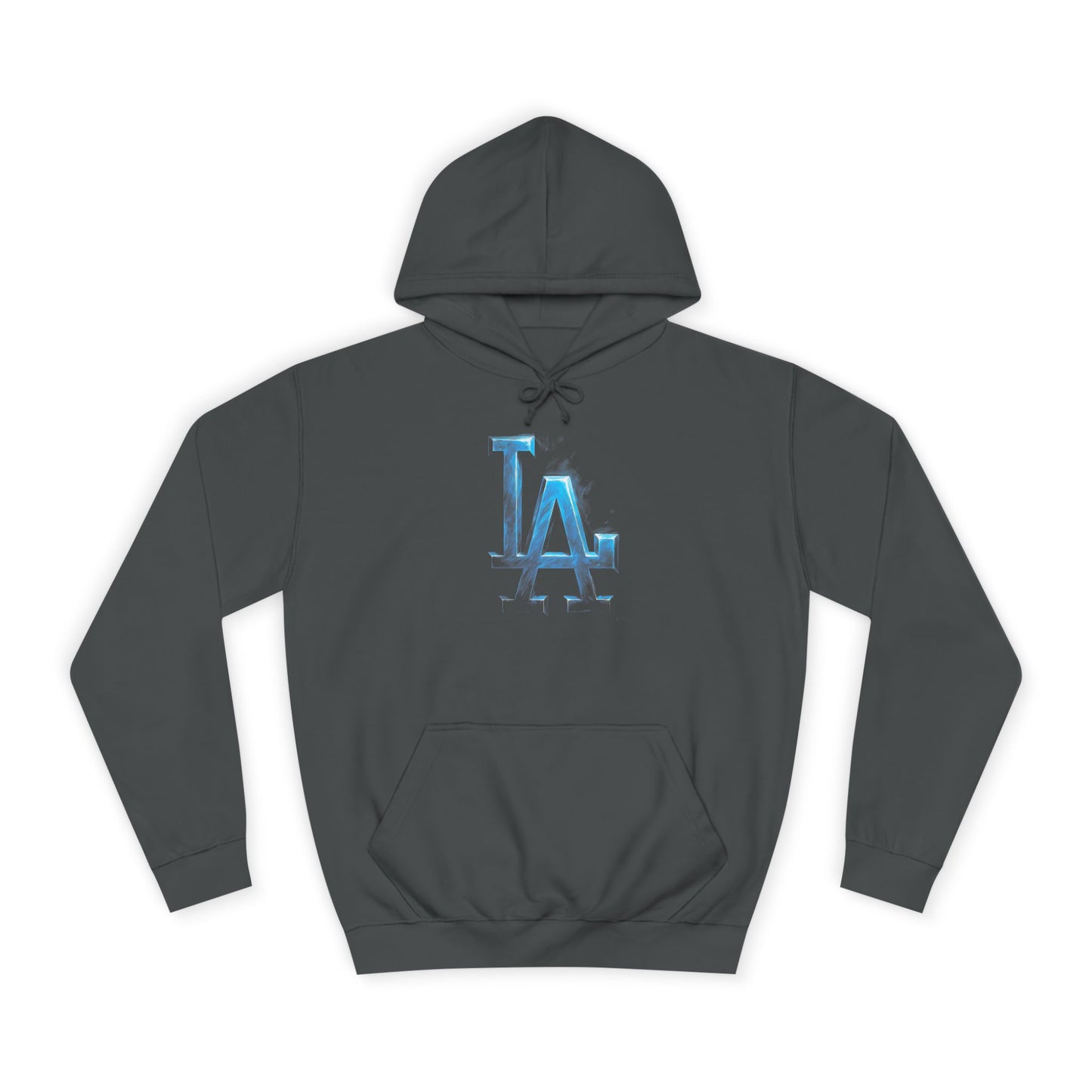 LA Logo Hoodie — Blue Metallic College-Style Pullover